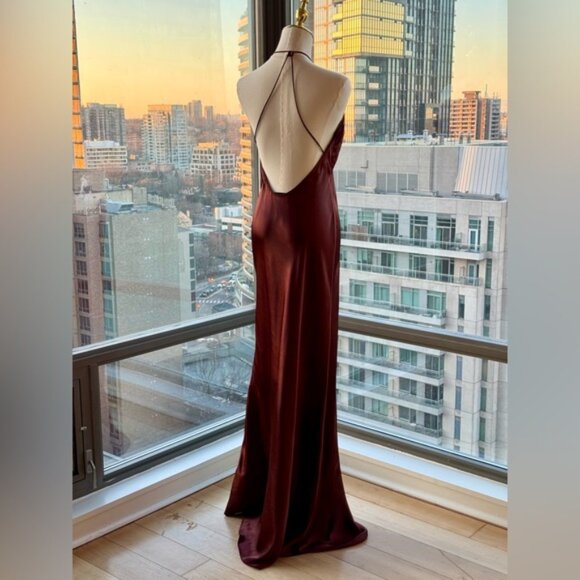 🆕 SELF PORTRAIT 🧿 NWOT Brown Satin Maxi Dress, Sz UK 10 / US 6 - Picture 9 of 16